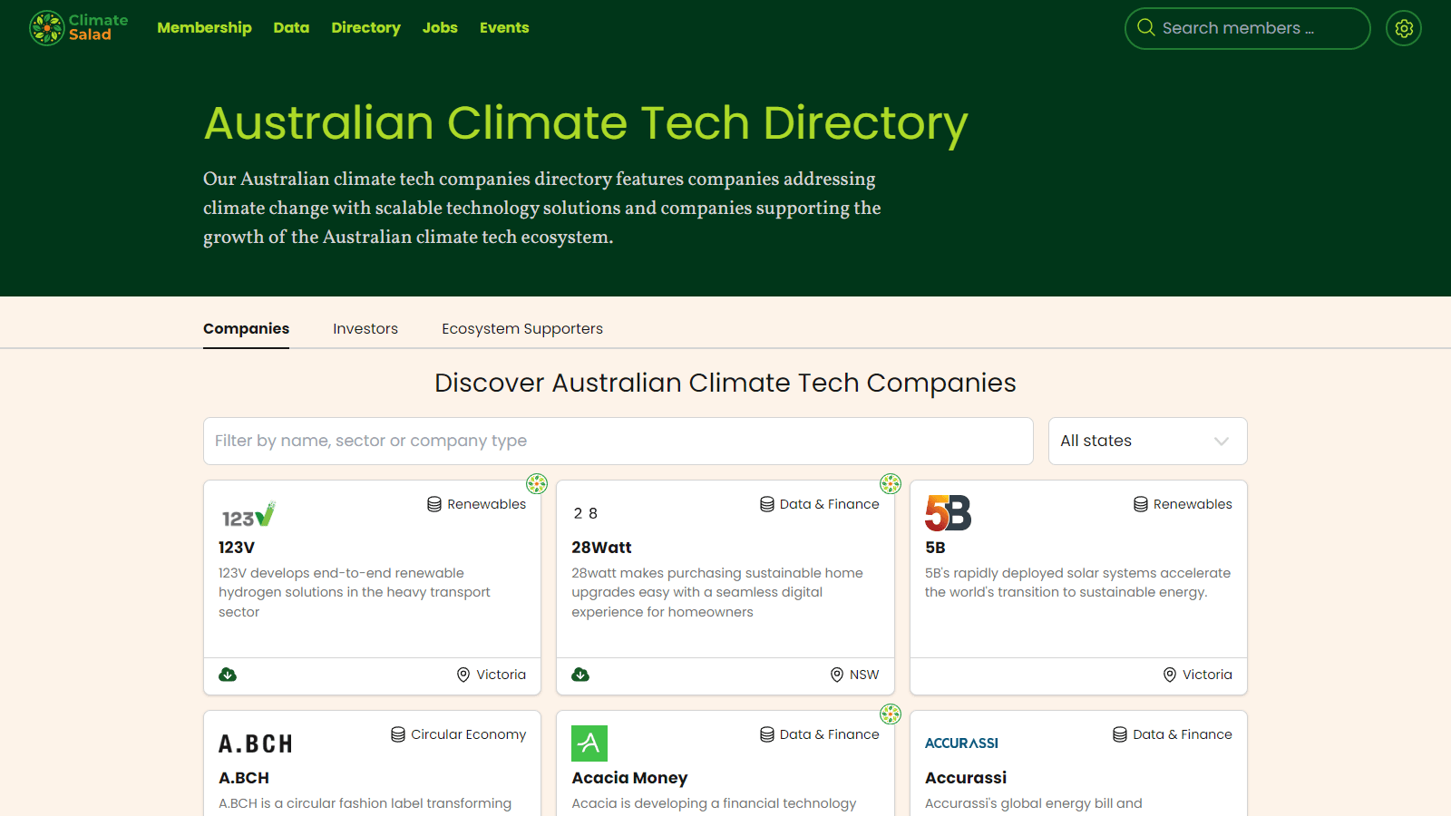 Climate Salad Directory Screenshot